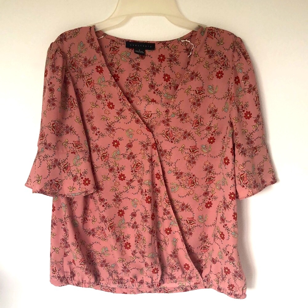 Pink floral blouse